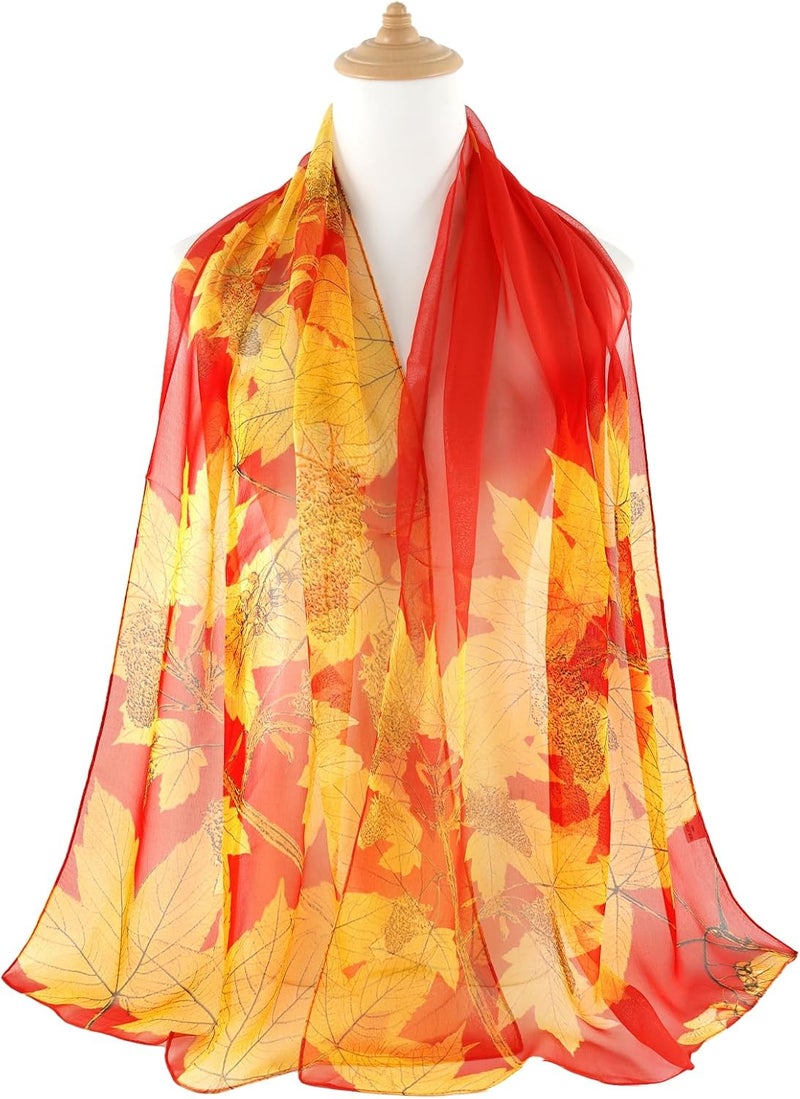 E-Clover Women Soft Floral Print Shawl Chiffon Sheer Scarf - Image 4